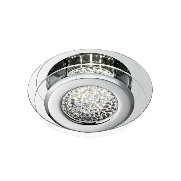 Searchlight Vesta - plafondverlichting - Ø 28 x 8 cm - 12W dimbare LED incl. - chroom