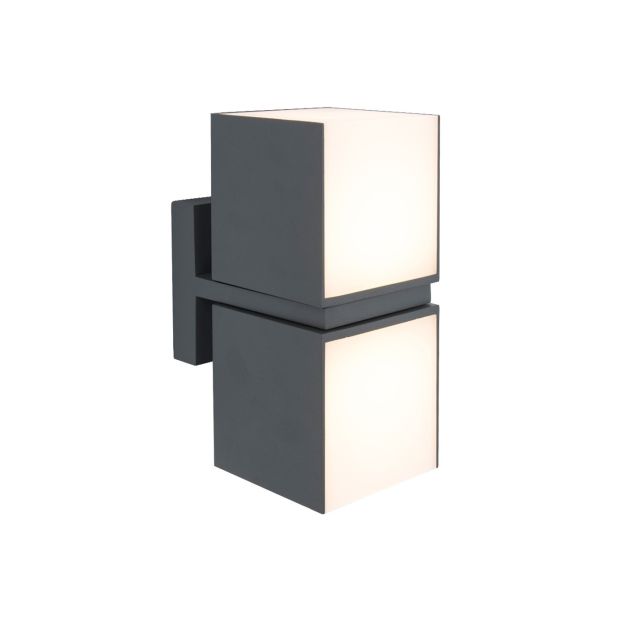 Lutec Cuba - buiten wand/plafondlamp - 10 x 14 x 21 cm - 2 x 12,2W LED incl. - IP54 - donkergrijs