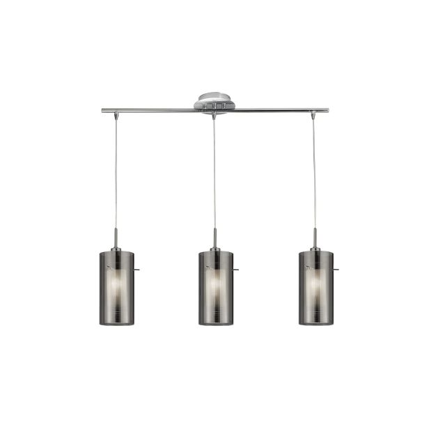 Searchlight Duo 2 - hanglamp - 71 x 12 x 130 cm - gerookt en matglas