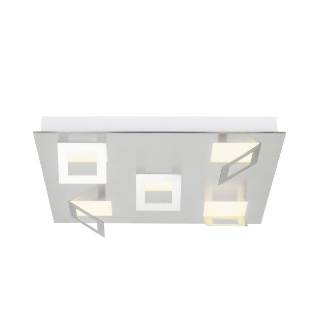 Brilliant Deur Square - opbouwspot - 51 x 51 x 10 cm - 5 x 9W dimbare LED incl. - satijn nikkel