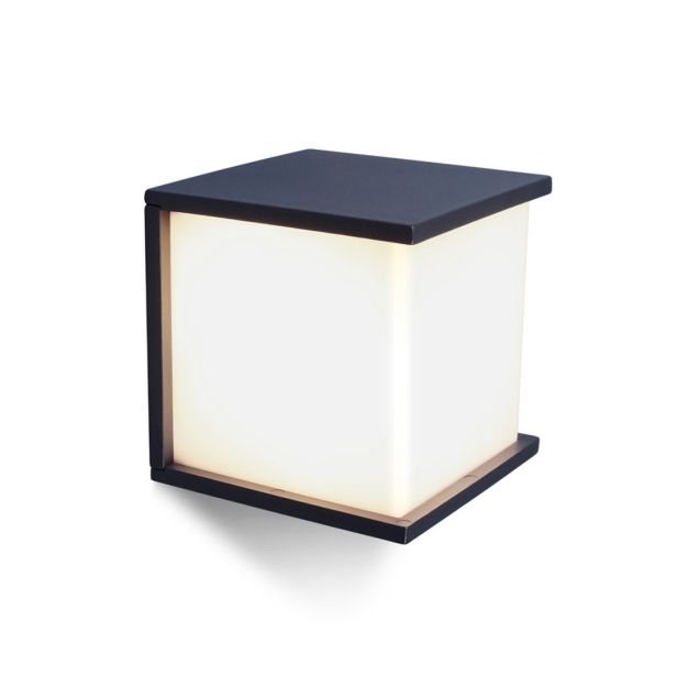 Lutec Box Cube - buiten wandlamp - 16 x 17 x 16 cm - IP44 - donkergrijs