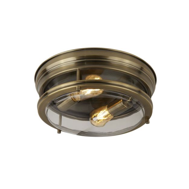 Searchlight Edinburgh - plafondverlichting - Ø 35 x 14,5 cm - IP44 - antiek messing