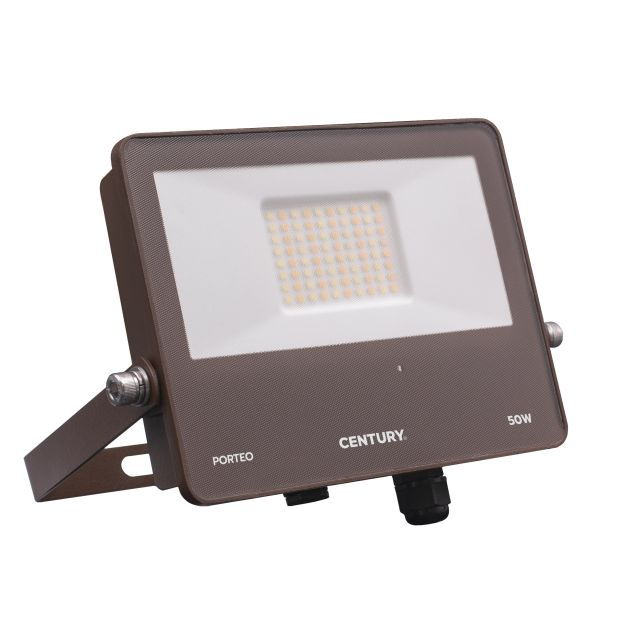 Century Italia Porteo CCT - verstraler met sensor - 22,7 x 20,5 x 3,6 cm - 50W LED incl. - instelbare lichtkleur - IP65 - bruin