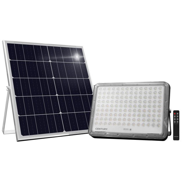 Century Italia Prometeo - verstraler op zonne-energie met dag- en nachtsensor en afstandsbediening - 31 x 4,1 x 22,5 cm - 30W LED incl. - IP65 - zwart