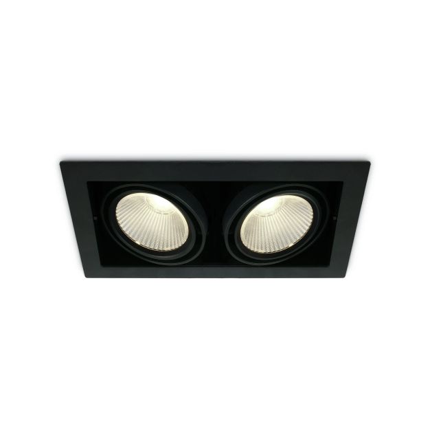 ONE Light COB Box Type Shop -  inbouwspot - 350 x 185 mm, 320 x 160 mm inbouwmaat - 2 x 30W LED incl. - zwart - witte lichtkleur