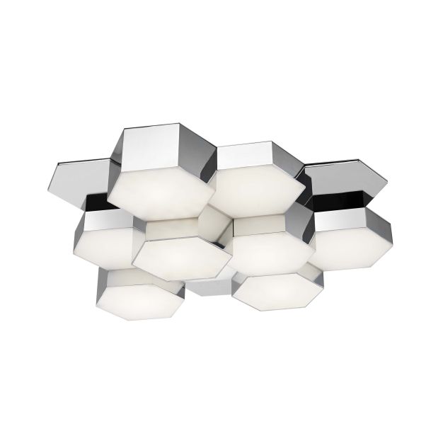 Nova Luce Pettine - plafondverlichting - 50,8 x 47,7 x 11,9 cm - 43,2W LED incl. - chroom