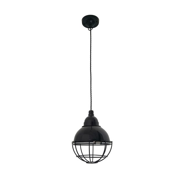 Faro Claire - hanglamp - Ø 16,5 x 14 cm - glanzend zwart