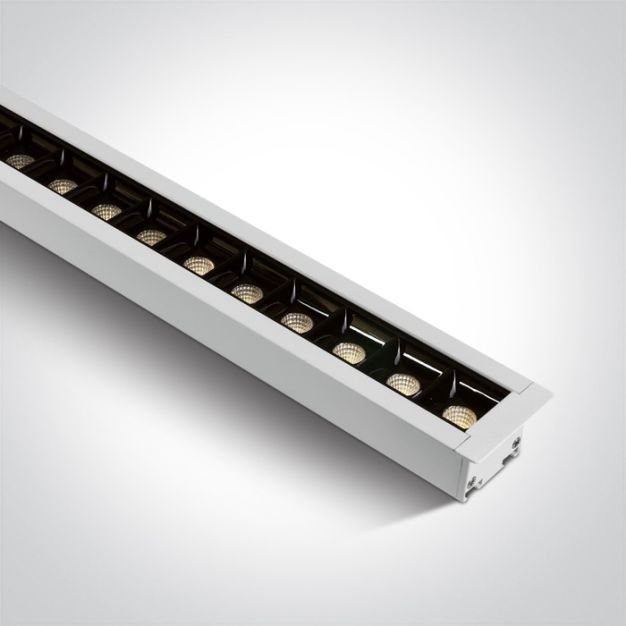 ONE Light Recessed LED Linear Profiles - inbouw plafondverlichting - 129,5 x 5 x 5,5 cm - 40W LED incl. - wit - warm witte tot koel wit