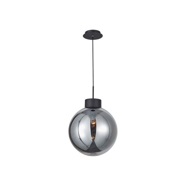 Brilliant Astro - hanglamp - Ø 35 x 120 cm - zwart en gerookt glas