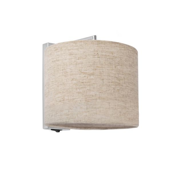 Faro Sahara - wandverlichting met schakelaar - 20 x 25 x 21 cm - lichtbruin en chroom