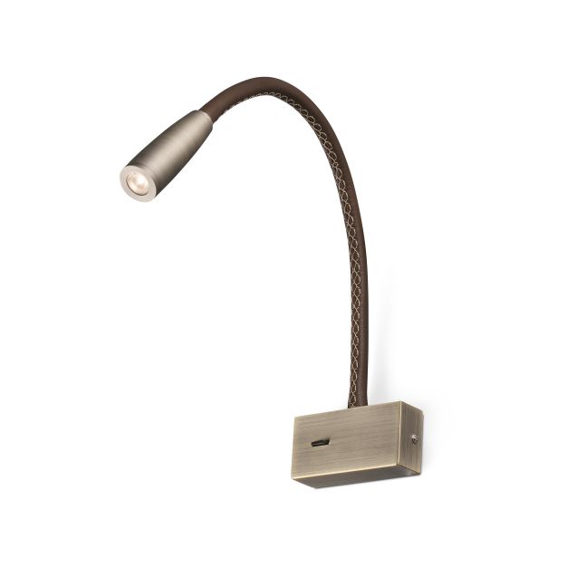 Faro Lead - wandverlichting met schakelaar - 40 x 5 cm - 3W LED incl. - brons en bruin