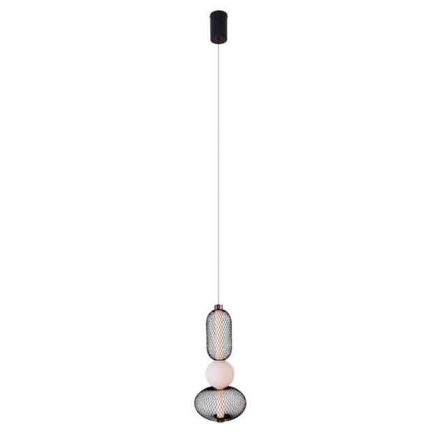 Maxlight Bora - hanglamp - Ø 22 x 183 cm - 10W LED incl. - zwart en goud