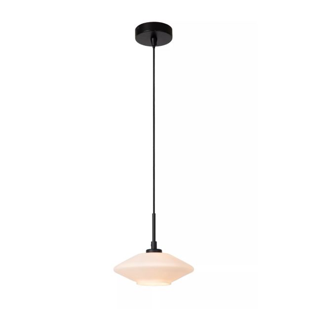 Lucide Trevor - hanglamp - Ø 20 x 140 cm - zwart en opaal