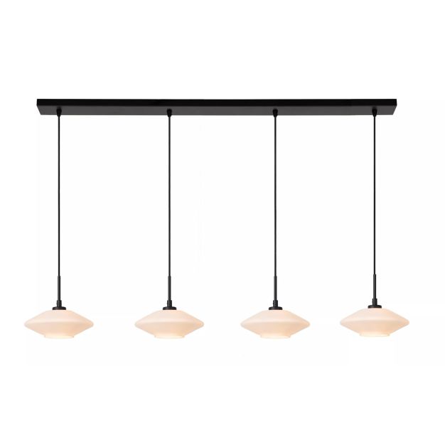 Lucide Trevor 4L - hanglamp - 125 x 20 x 150 cm - zwart en opaal