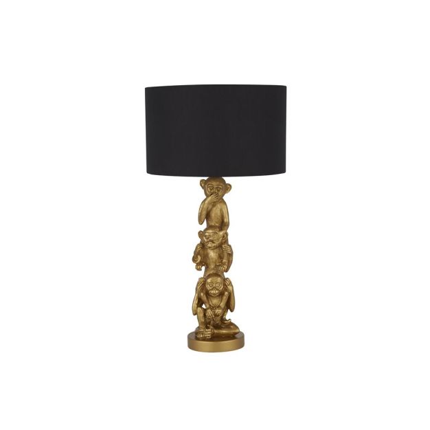 Searchlight 3 Wise Monkey - tafellamp - Ø 28 x 51,5 cm - zwart/goud