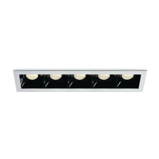 ONE Light Shop Square Boxes - inbouwspot - 250 x 62 mm, 240 x 57 mm inbouwmaat - 5 x 6,5W dimbare LED incl. - wit