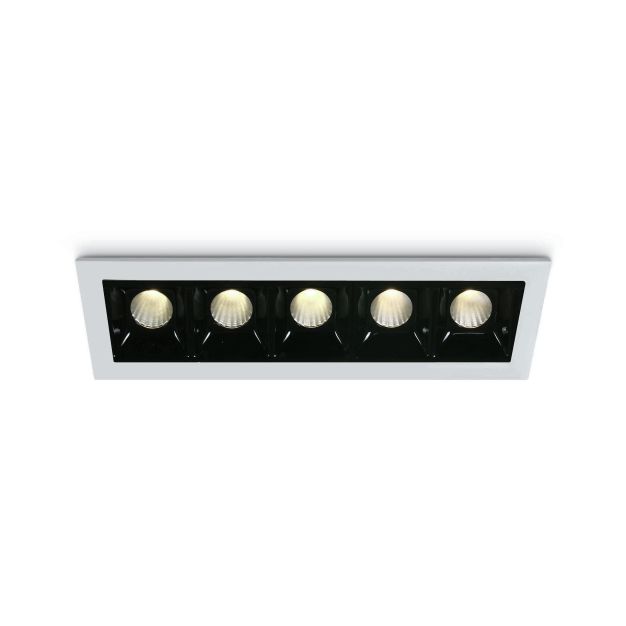 ONE Light Shop Square Boxes - inbouwspot - 146 x 45 mm, 137 x 36 mm inbouwmaat - 5 x 2W dimbare LED incl. - wit