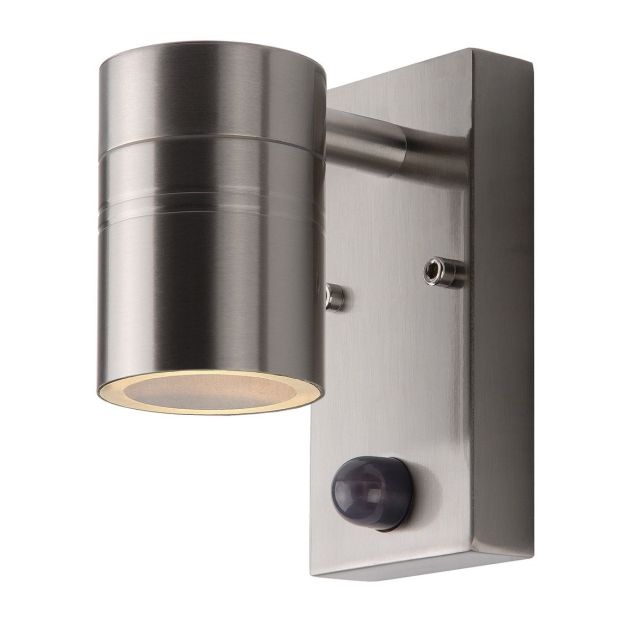 Lucide Arne 1 - buiten wandverlichting met bewegingssensor - 6,3 x 12 x 16,3 cm - 5W LED incl. - IP44 - satijn chroom