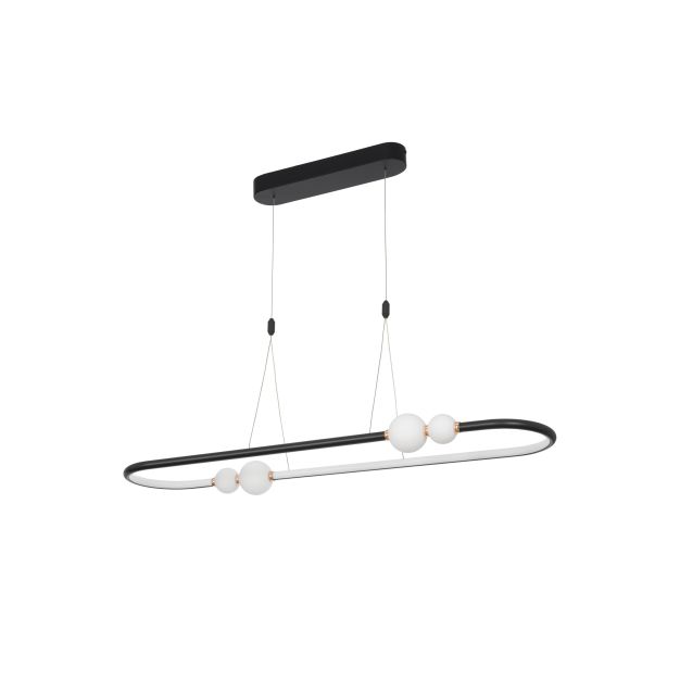 Nova Luce Celia - hanglamp met afstandsbediening - 100 x 28 x 120 cm - 44,2W dimbare LED incl. - zwart en opaal