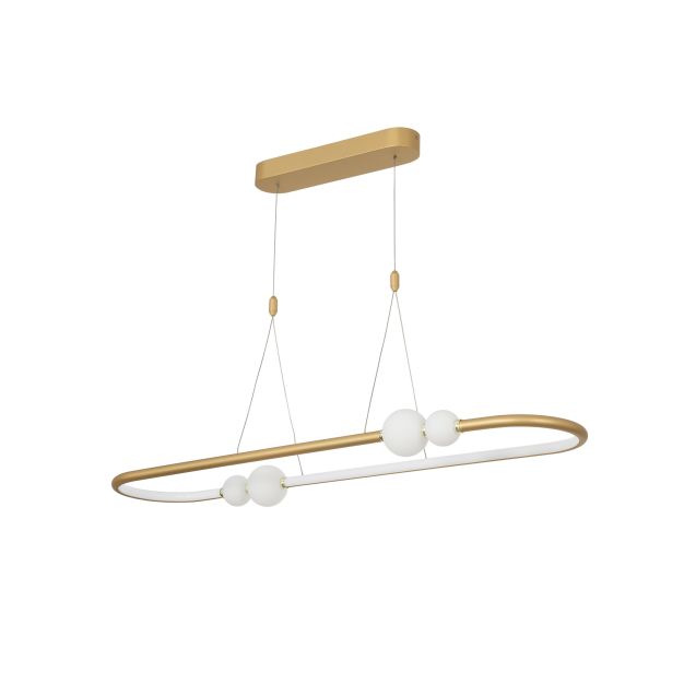 Nova Luce Celia - hanglamp met afstandsbediening- 100 x 64 x 120 cm - 44,2W dimbare LED incl. - satijn goud en opaal