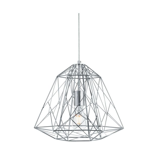 Searchlight Geometric Cage - hanglamp - Ø 39 x 150 cm - chroom