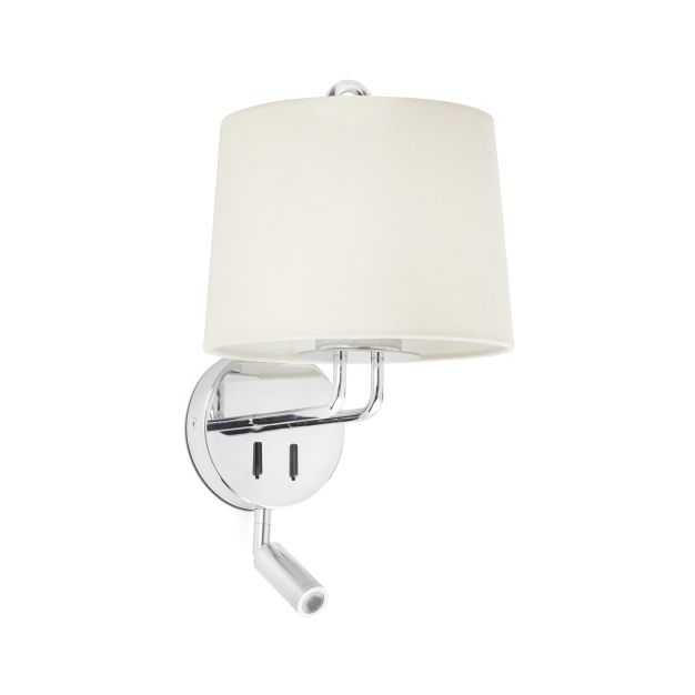 Faro Montreal - wandverlichting met schakelaar - 21,5 x 19 x 39 cm - 3W LED incl. - beige en chroom