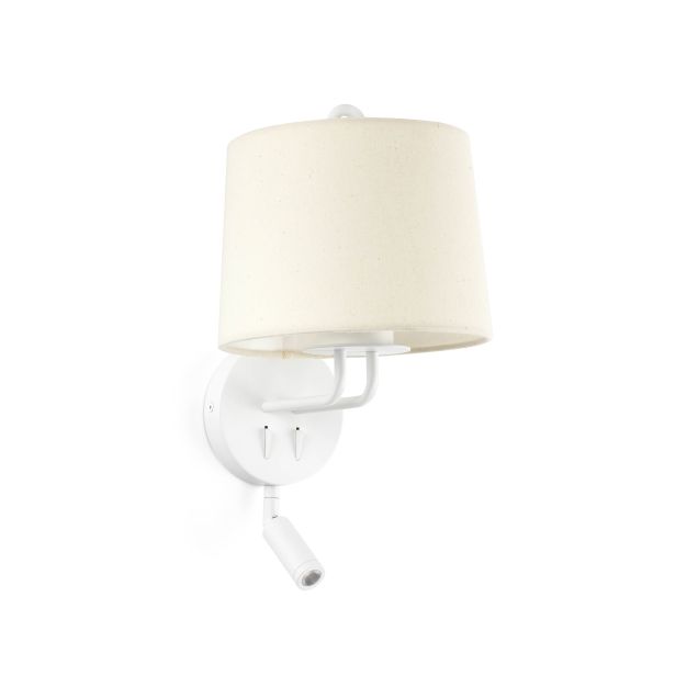 Faro Montreal - wandverlichting met schakelaar - 21,5 x 19 x 39 cm - 3W LED incl. - wit en beige