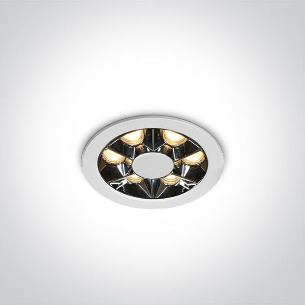 ONE Light Round Mirror Range - inbouwspot - Ø 89 mm, Ø 75 mm inbouwmaat - 6W LED incl. - wit