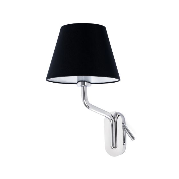 Faro Eterna Left - wandverlichting - 21,5 x 20 x 16 cm - 1W LED incl. - zwart en chroom