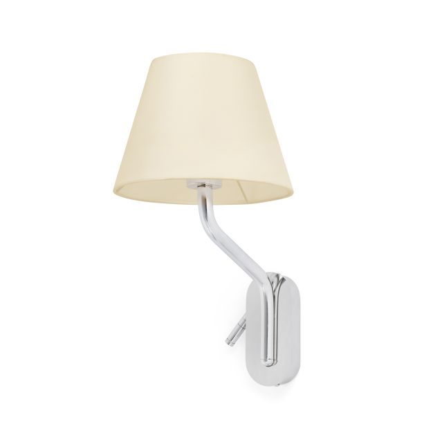 Faro Eterna Right - wandverlichting - 21,5 x 20 x 16 cm - 1W LED incl. - beige en chroom