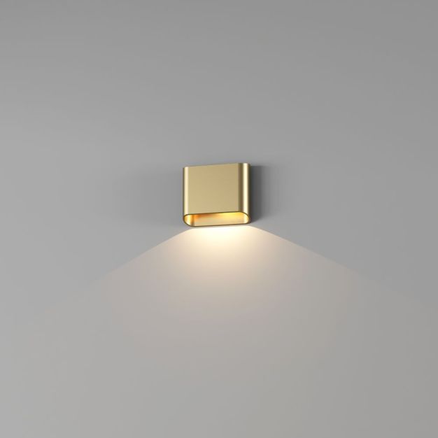 Artdelight Diaz 1L - wandverlichting - 14,5 x 12 x 3,8 cm - 6W LED incl. - IP54 - goud geborsteld