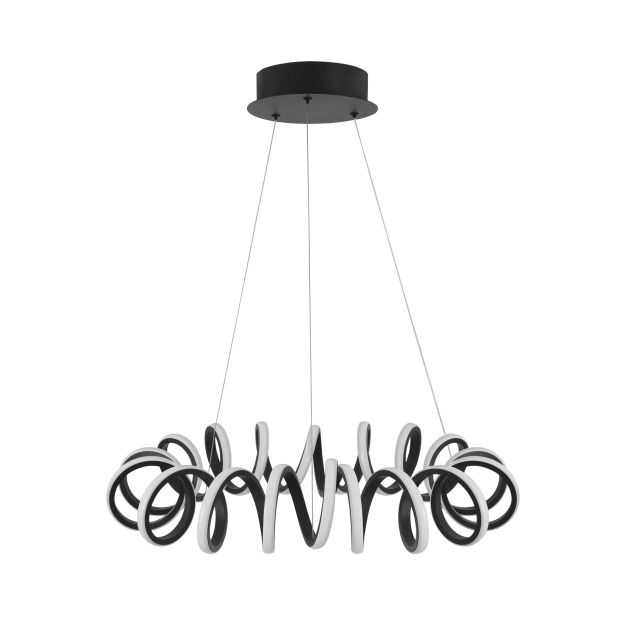 Nova Luce Zinia - hanglamp - Ø 60 x 150 cm - 45W LED incl. - zand zwart