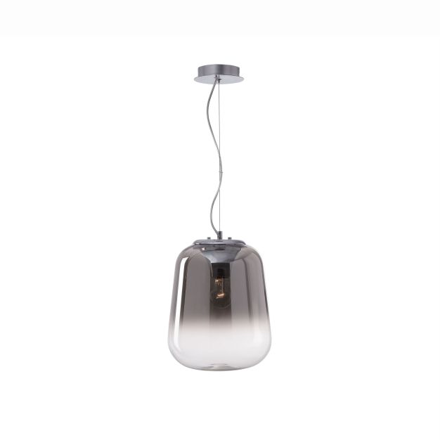 Nova Luce Oliverio - hanglamp - Ø 45 x 120 cm - gerookt glas en chroom