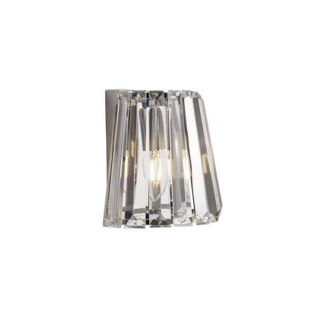 Searchlight Tiara - wandverlichting met trekschakelaar - 20 x 18 cm - chroom en transparant