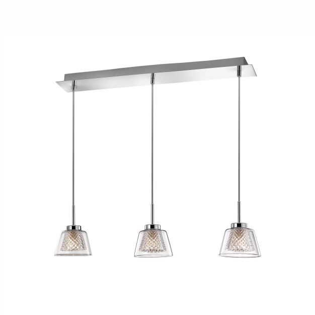 Nova Luce Boccale - hanglamp - 65 x 10 x 120 cm - 3 x 33W halogeen incl. - chroom en transparant