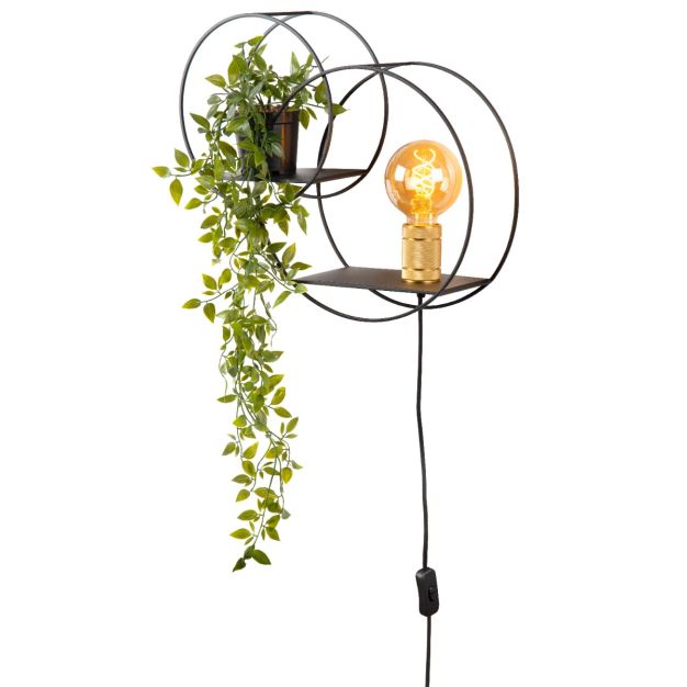 Lucide Circle - wandverlichting - 43 x 14 x 38 cm - zwart en goud