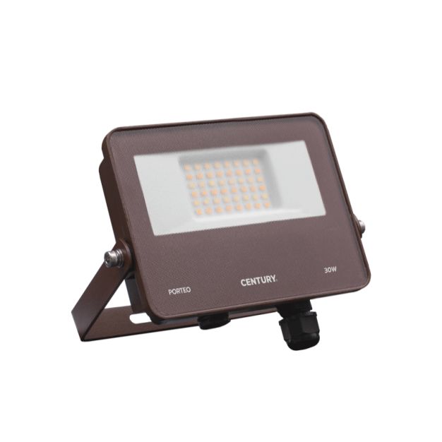 Century Italia Porteo CCT - verstraler - 14,4 x 16,2 x 3,6 cm - 30W LED incl. - instelbare lichtkleur - IP65 - bruin