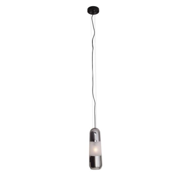 Maxlight Mauri - hanglamp - Ø 12,5 x 180 cm - zwart en gerookt glas