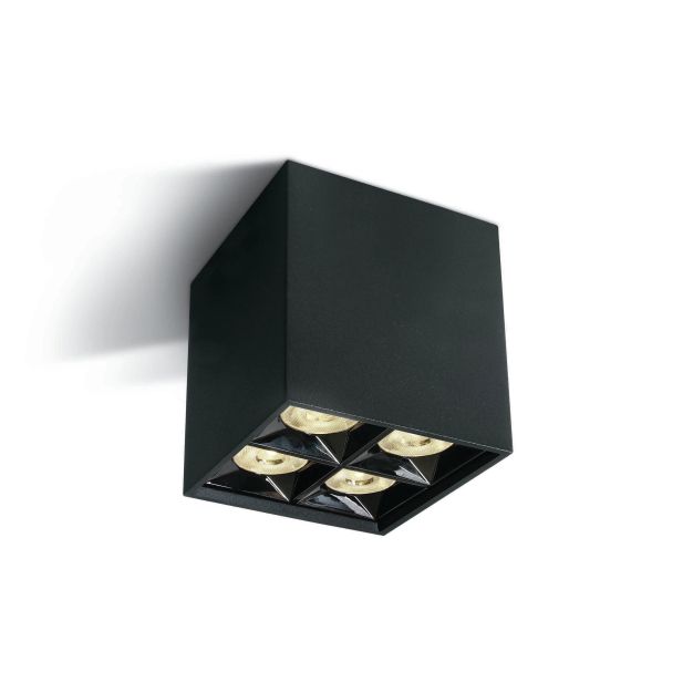 ONE Light Mirror Square Boxes - plafondverlichting - 8,5 x 8,5 x 8,8 cm - 15W LED incl. - zwart