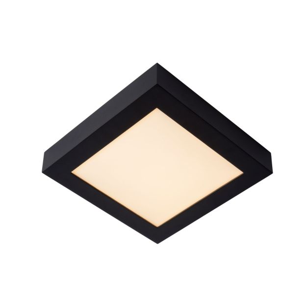 Lucide Brice-Led - plafondverlichting - 22 x 22 x 3,9 cm - 22W dimbare LED incl. - IP44 - zwart