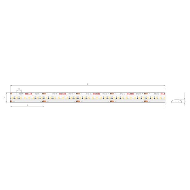 KLUS LED strip - 1cm breed, 500cm lengte - 24Vdc - dimbaar - 9,6W LED per meter - 240 LEDs per meter - IP65 - 3000K