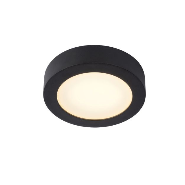 Lucide Brice-Led - plafondverlichting - Ø 18 x 3,9 cm - 11W dimbare LED incl. - IP44 - zwart