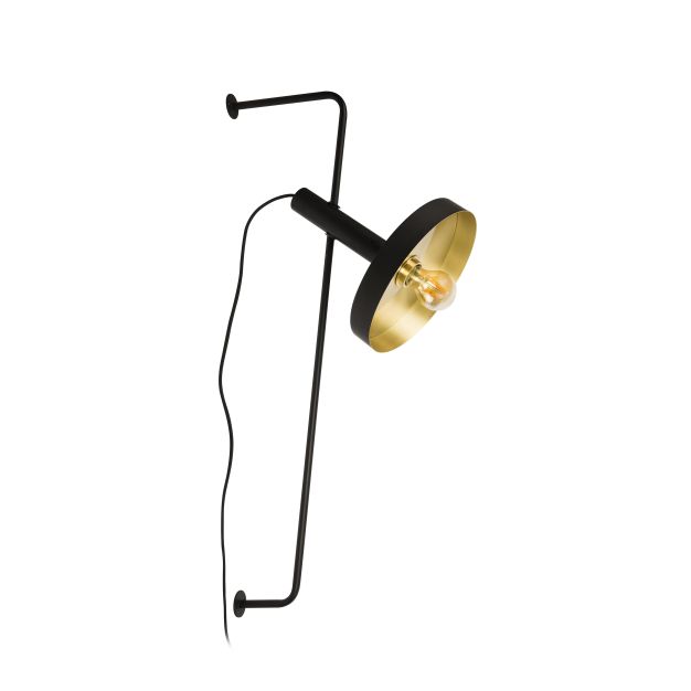 Faro Whizz - wandverlichting - 25 x 43 x 84 cm - zwart en satijn goud