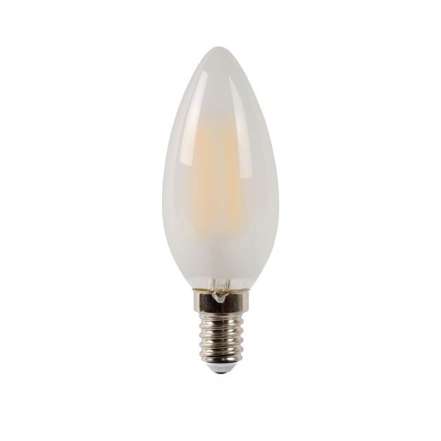 Lucide LED filament kaarslamp - Ø 4 x 10  cm - E14 - 4W dimbaar - 2700K - albast (laatste stuks!)