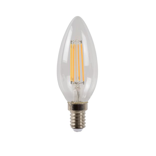 Lucide LED filament kaarslamp - Ø 3,5 x 9,9 cm - E14 - 4W dimbaar - 2700K - transparant