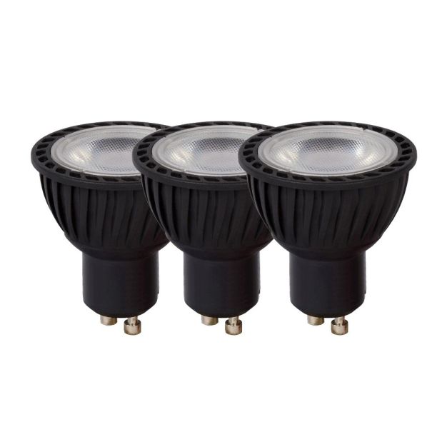 Lucide LED-spots (set van 3) - Ø 5 x 5,3 cm - GU10 - 5W dimbaar - 3000K - zwart