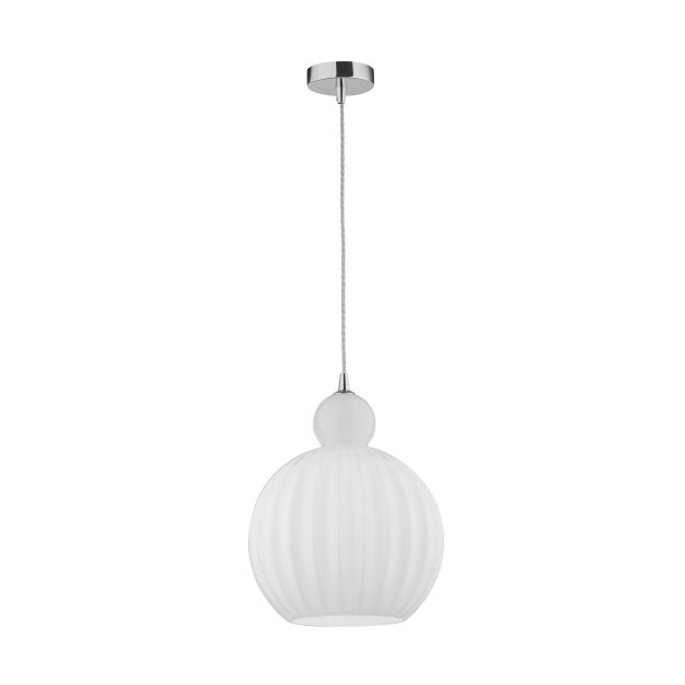 Nova Luce Odell - hanglamp - Ø 28 x 120 cm - opaal en chroom