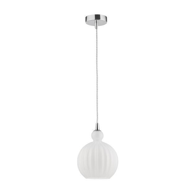 Nova Luce Odell - hanglamp - Ø 15 x 120 cm - opaal en chroom