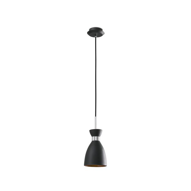 Faro Retro - hanglamp - Ø 11,5 x 18,5 cm - zwart en koper