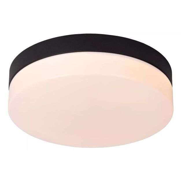 Lucide Biskit - plafondlamp met bewegingssensor - Ø 23 x 6,5 cm - 12W LED incl. - IP44 - zwart